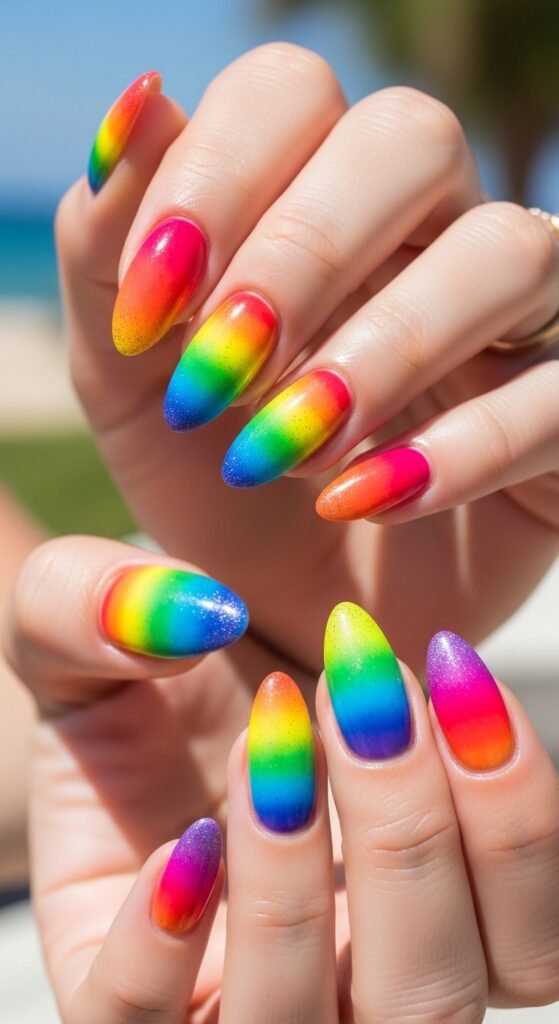 18. Rainbow Nails