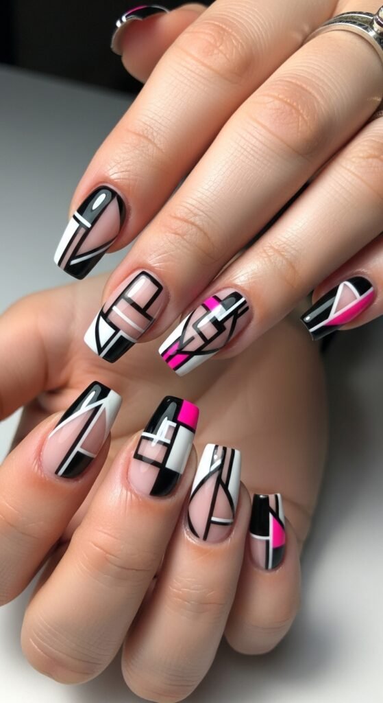23. Geometric Gel Nail Designs