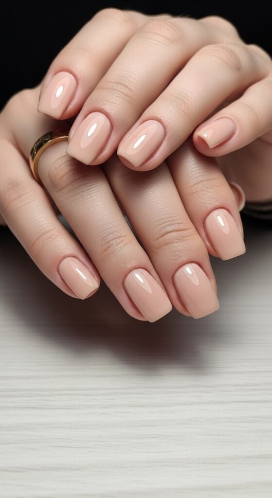 17. Short Square Nude Nails