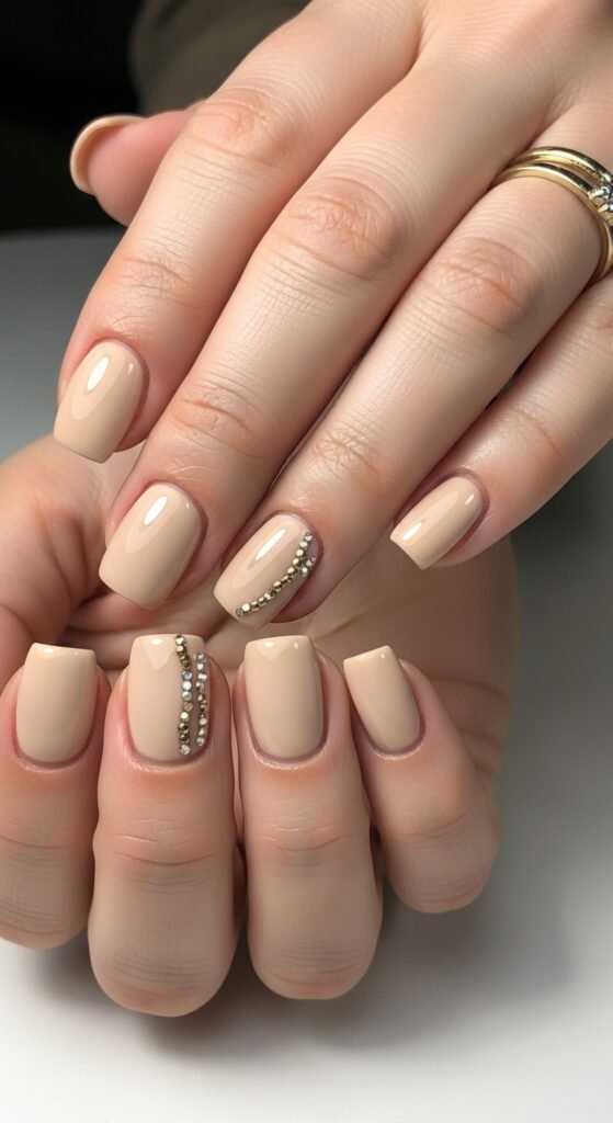 7. Short Beige Nails