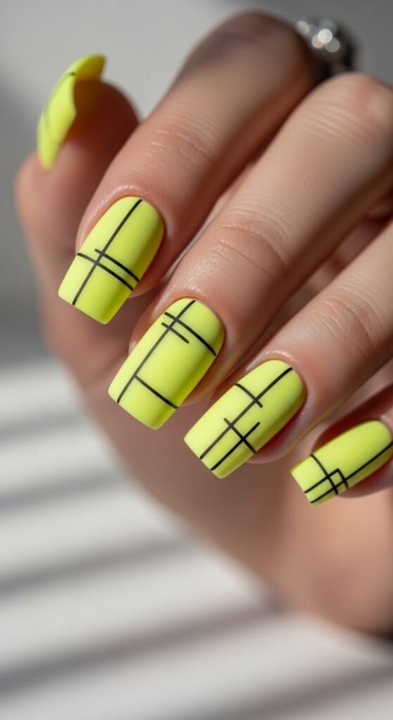 6. Matte Neon Yellow Nails