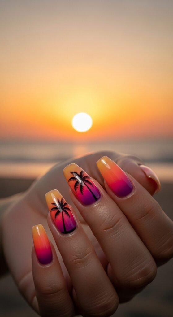 3. Sunset Gradient Nails