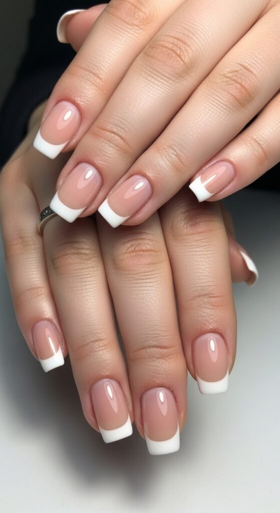 4. Short Nude Nails with Micro French Tips