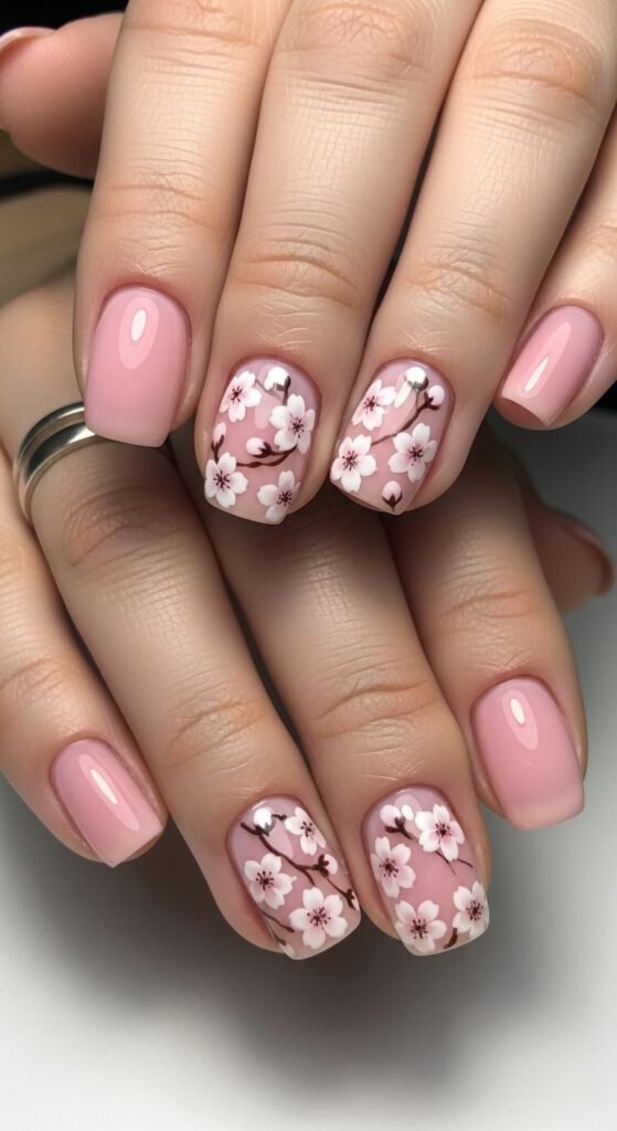 14. Cherry Blossom Nails