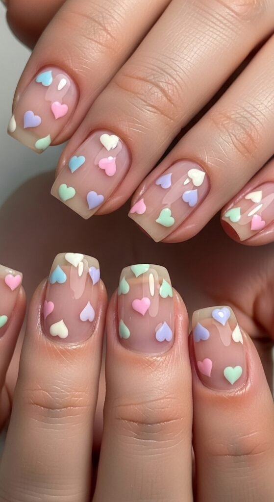 17. Tiny Heart Short Nails