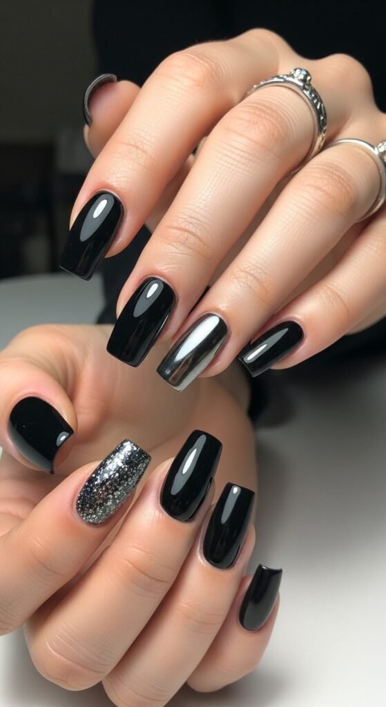 19. Black Gel Nails