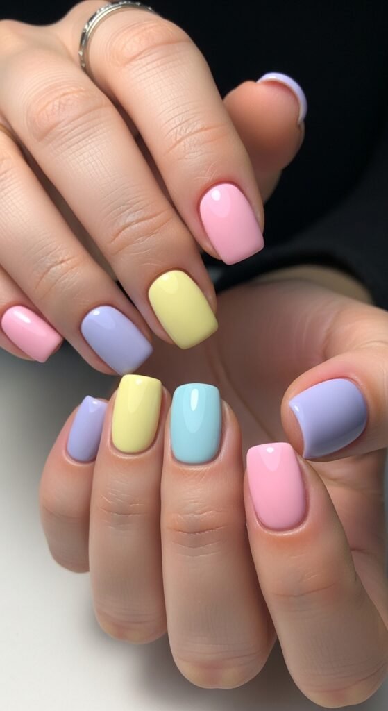 25. Mix & Match Pastel Nails