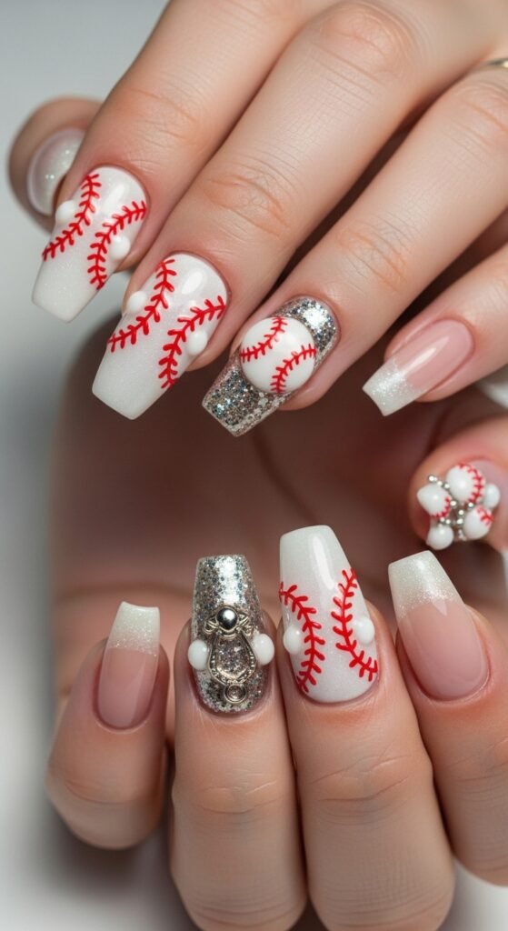12. 3D Baseball Nails