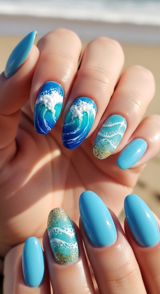 16. Ocean-Inspired Short Nails