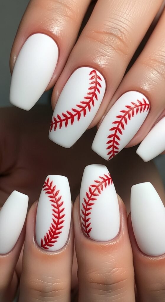 4. Matte Baseball Nails