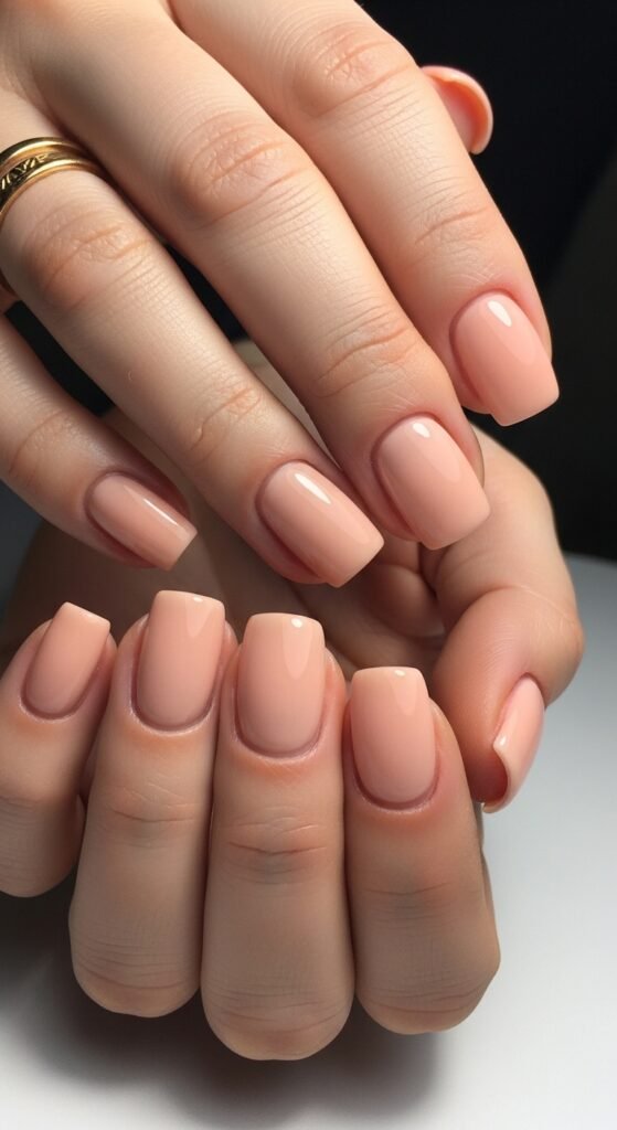 16. Short Peach Nude Nails