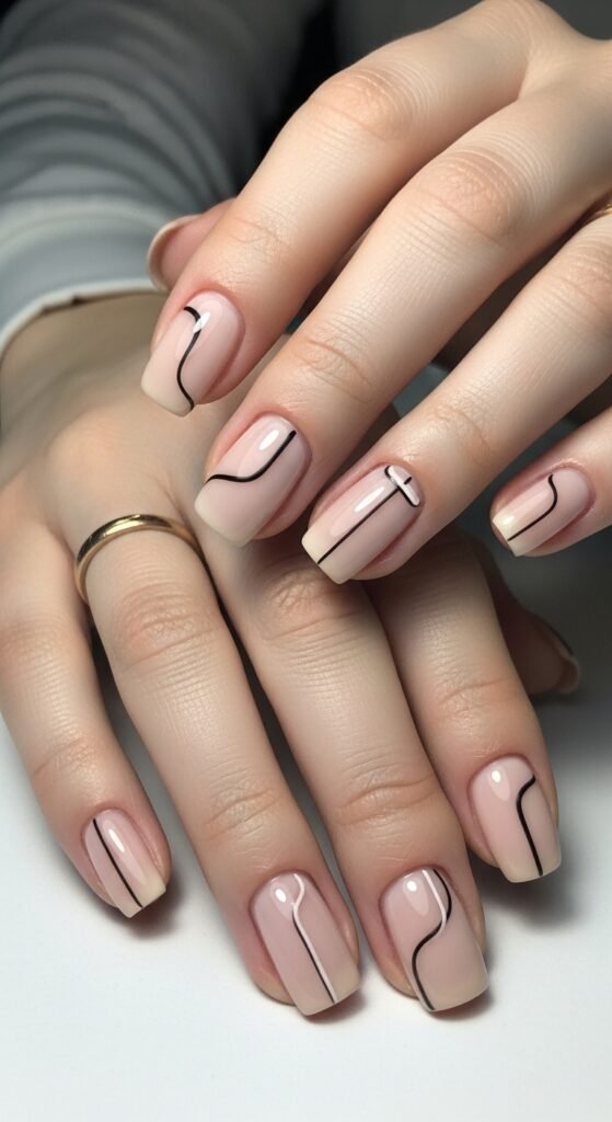12. Minimal Line Nail Art