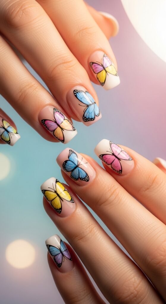 4. Butterfly Acrylic Nails