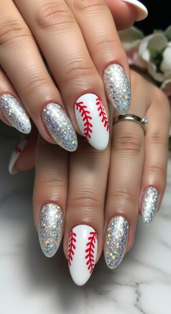 8. Baseball + Glitter Accent Combo