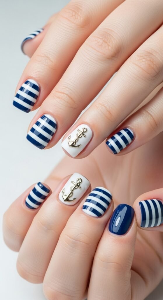 4. Nautical Stripes Nails