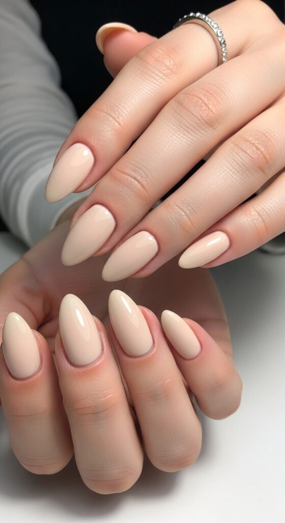 13. Short Almond Nude Nails