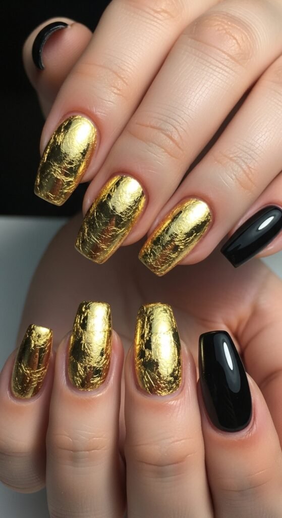 18. Gold Foil Gel Nails