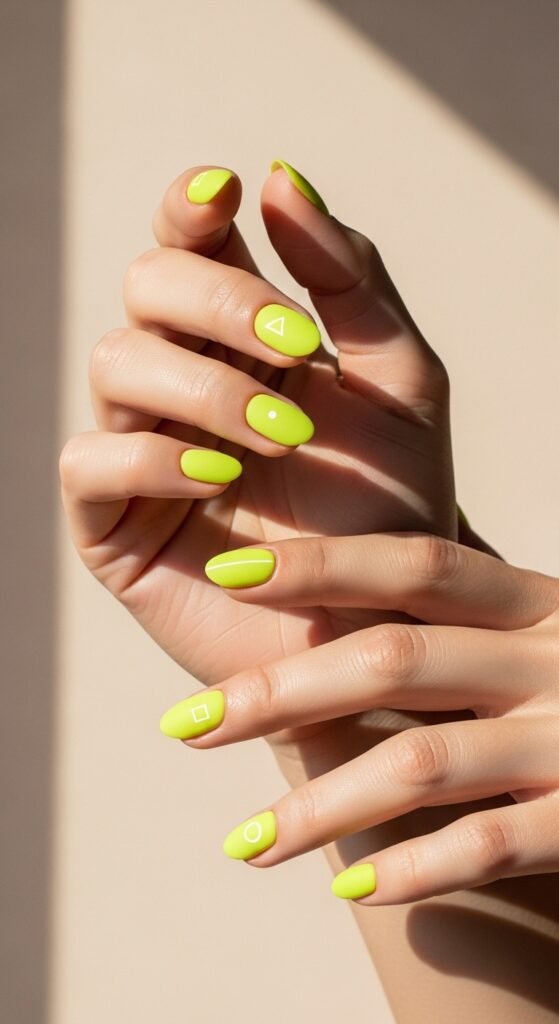 24. Neon Yellow Minimalist Nails