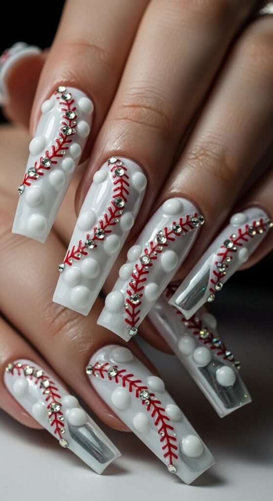 7. Acrylic Baseball Nails