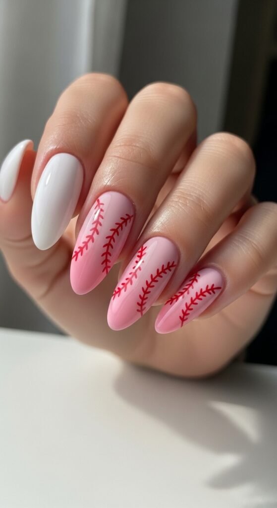 11. Ombre Baseball Nails