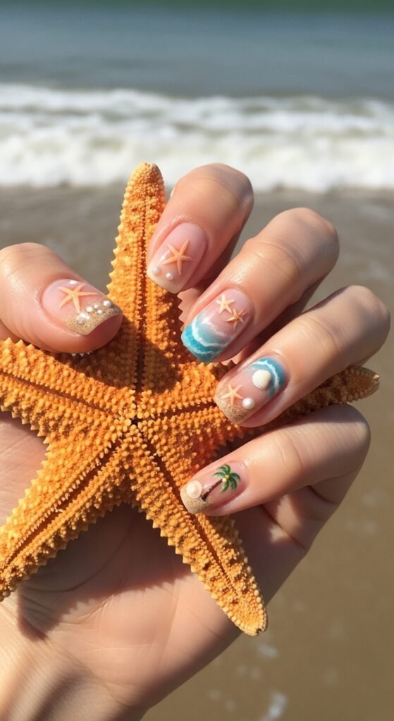 10. Starfish & Seashell Nails