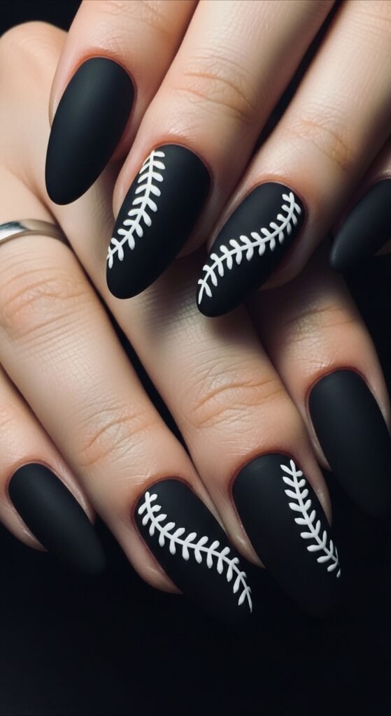 10. Black Baseball Nails