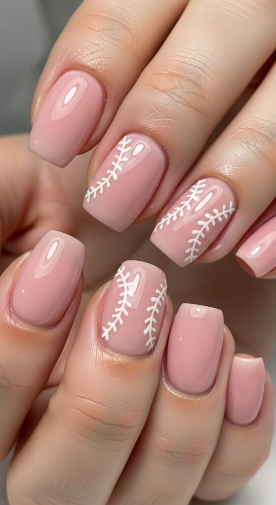 9. Pink Baseball Nails