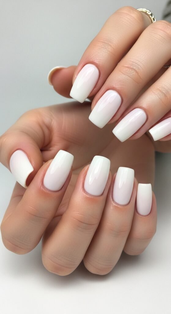 2. Milky White Nails