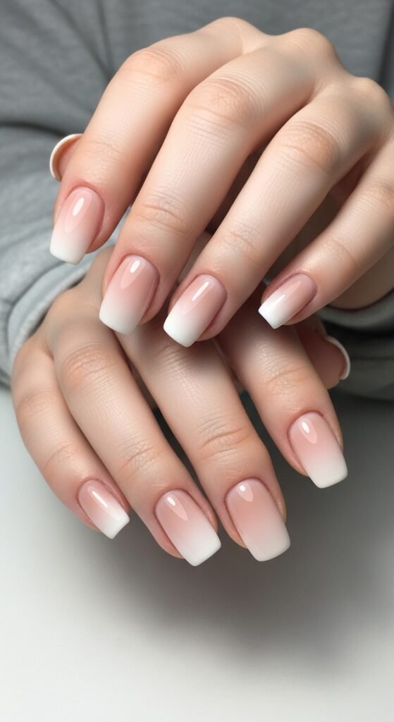 8. Short Nude Ombre Nails