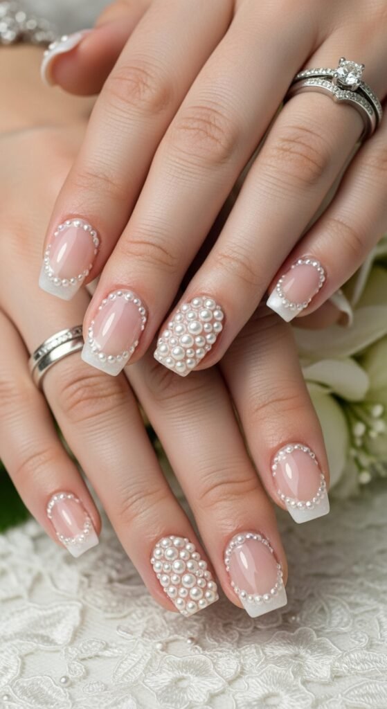 21. Pearl Embellished Nails