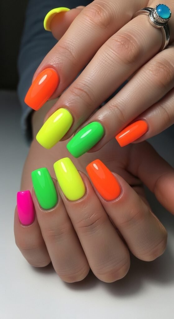 26. Neon Gel Nails