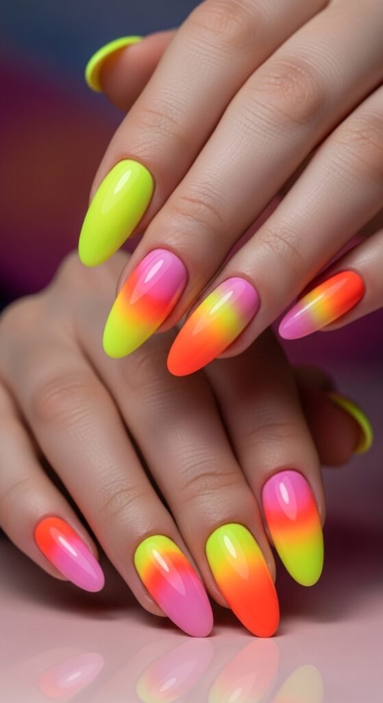 15. Neon Yellow Aura Nails