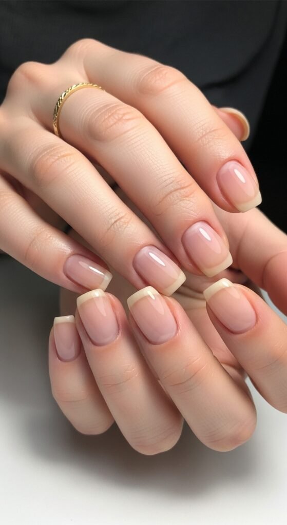 18. Short Transparent Nude Nails