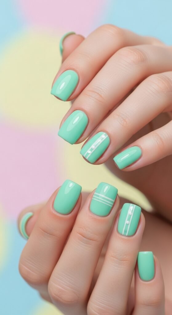 3. Mint Green Short Nails