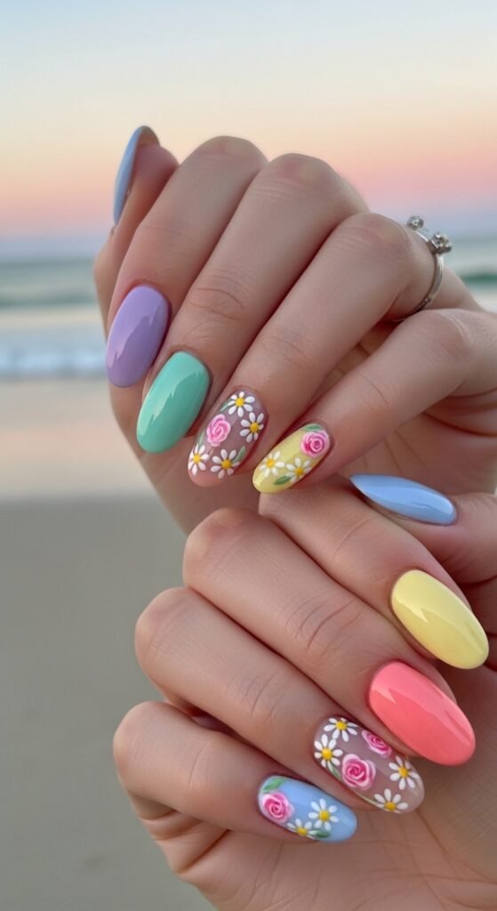 14. Pastel Vacation Nails