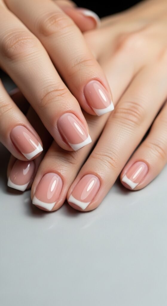 21. Nude Nails with Micro French Tips