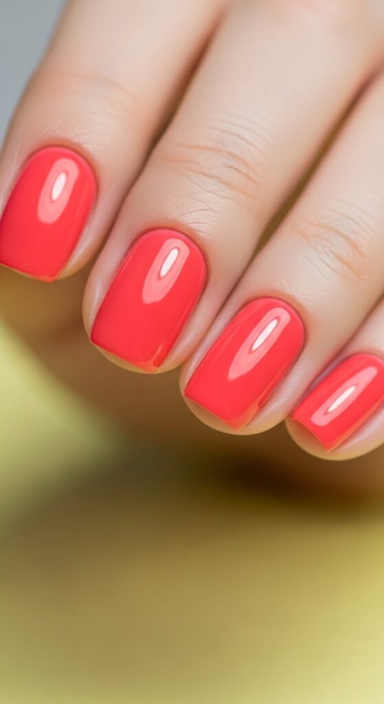 22. Coral Short Nails