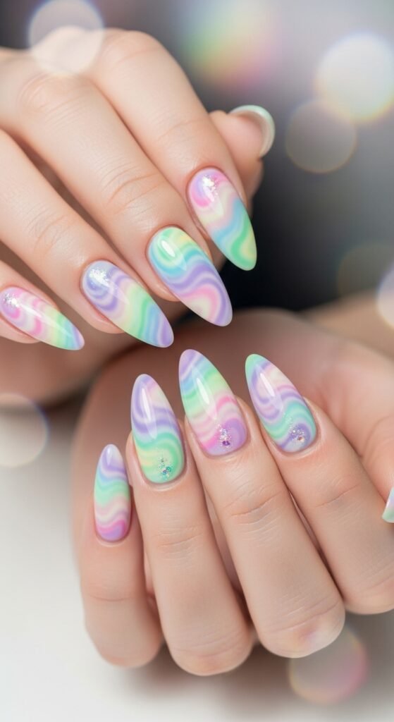 22. Swirl Design Acrylic Nails