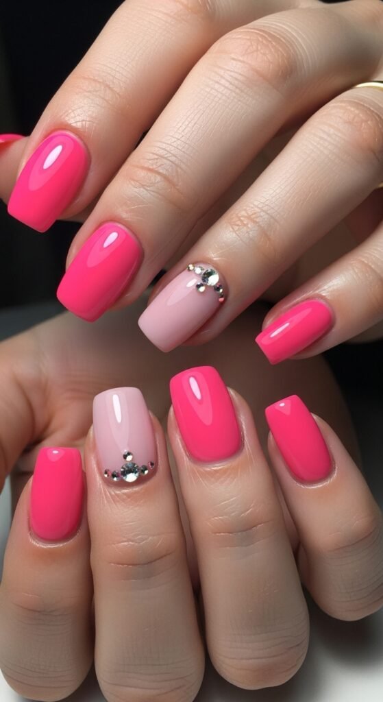 24. Glossy Pink Gel Nails