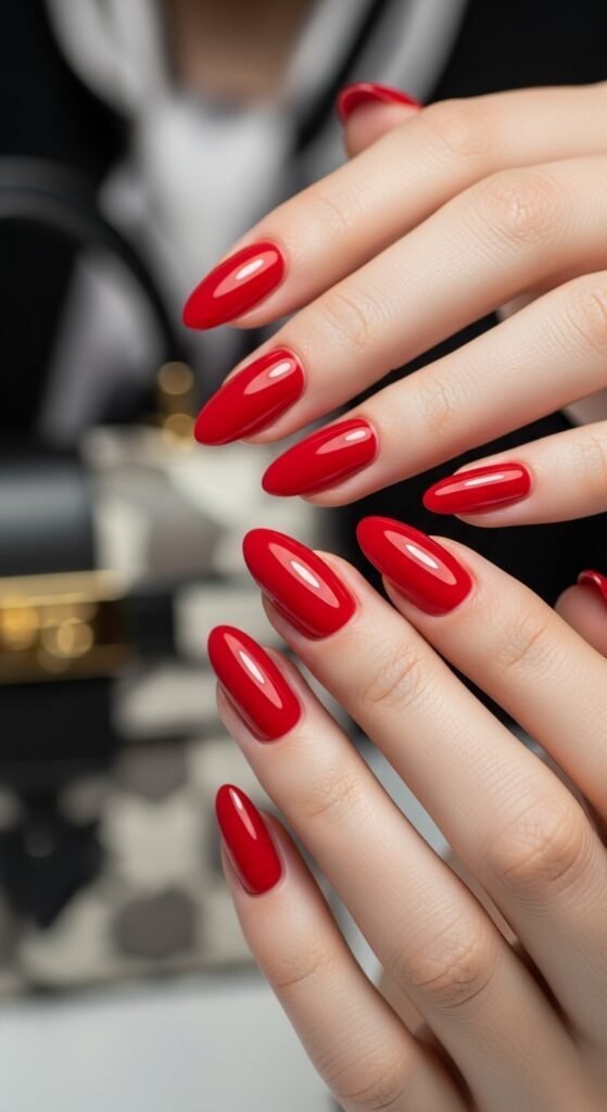 25. Classic Red Vacation Nails