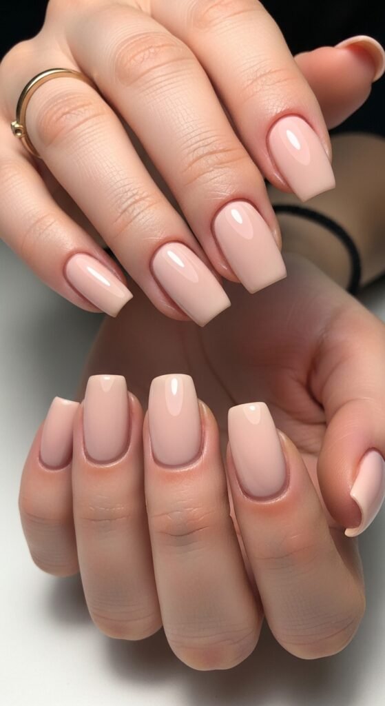 1. Classic Nude Glossy Nails