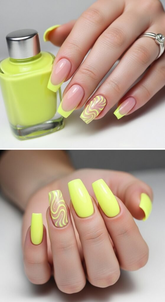Best Nail Shapes for Neon Yellow Nails