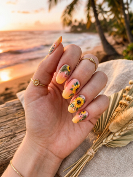 14. Sunflower Ombre Nails