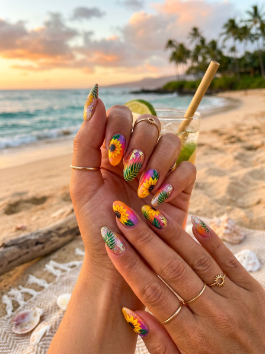 23. Sunflower Vacation Nails