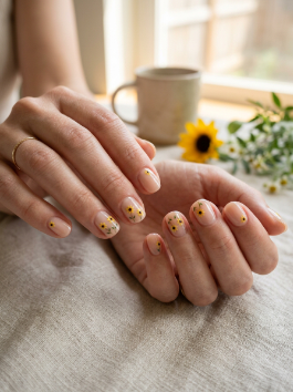 10. Minimalist Sunflower Nails